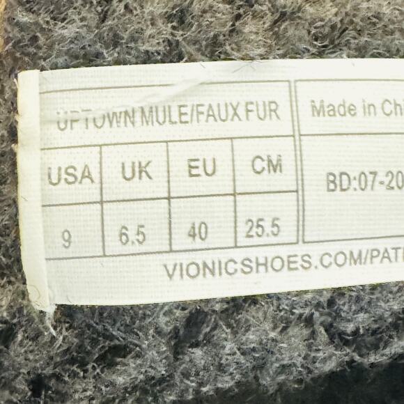 Vionic Shoes Womens 9 Black Faux Fur Uptown Mule Loafer Slip On Clogs Slippers - Picture 9 of 10